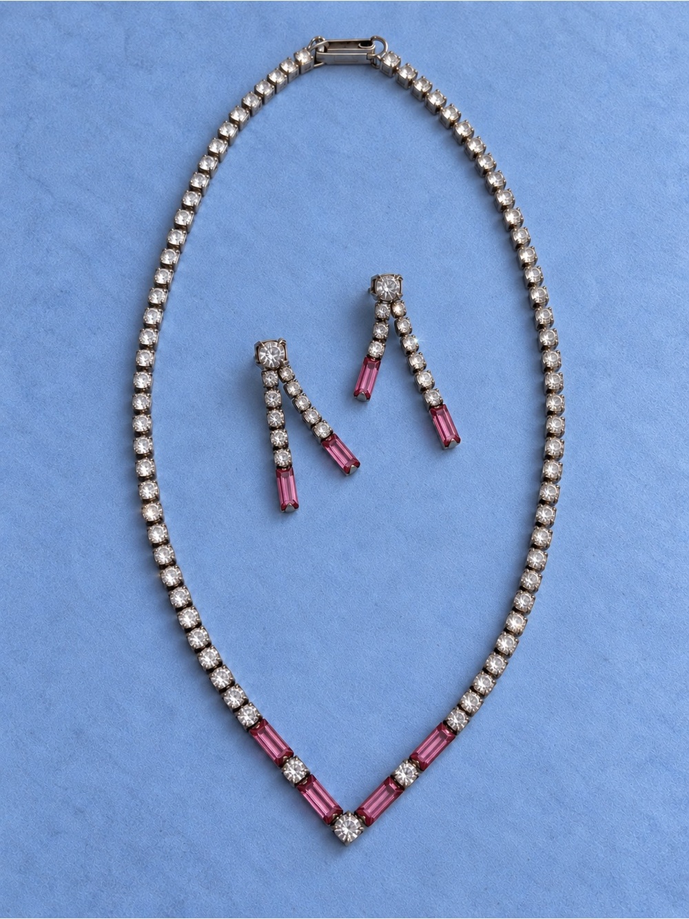 Vintage Rhinestone Necklace & Earrings set